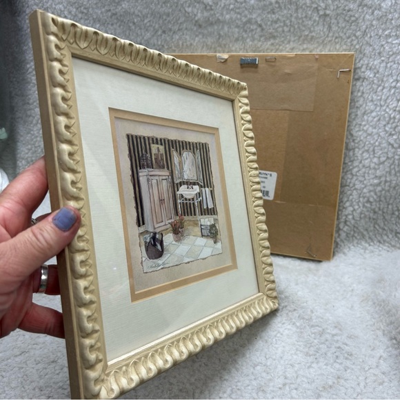C Winterle Olson set of 2 bathroom framed decor cream color 10.5" Mervyn's - Picture 12 of 14
